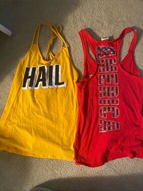 Victoria secret pink XS 2 bundle tank tops u of m and America!